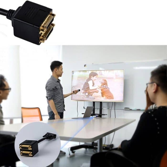 24 + 1 DVI-Stecker auf 2 DVI-Buchse Kabeladapter, Länge: 30 cm – Bild 5