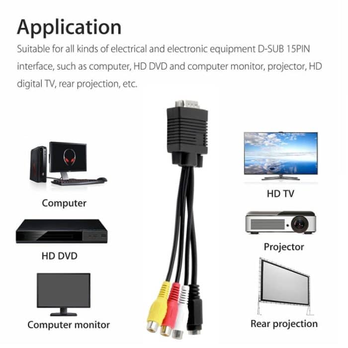 VGA-zu-S-Video-AV-Cinch-TV-Wandler-Kabeladapter mit 2 Audiokabeln – Bild 5