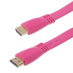 1,5 m vergoldetes HDMI-auf-HDMI-19-Pin-Flachkabel, 1.4-Version, unterstützt Ethernet, 3D, 1080P, HD-TV/Video/Audio usw, Length: 1.5m (Magenta)