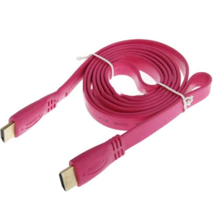 1,5 m vergoldetes HDMI-auf-HDMI-19-Pin-Flachkabel, 1.4-Version, unterstützt Ethernet, 3D, 1080P, HD-TV/Video/Audio usw, Length: 1.5m (Magenta) – Bild 2