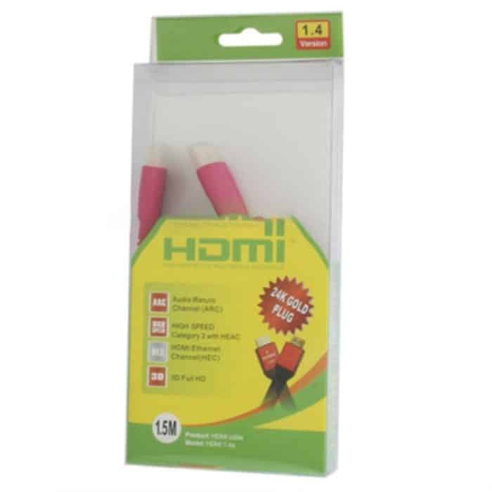 1,5 m vergoldetes HDMI-auf-HDMI-19-Pin-Flachkabel, 1.4-Version, unterstützt Ethernet, 3D, 1080P, HD-TV/Video/Audio usw, Length: 1.5m (Magenta) – Bild 4