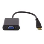 22 cm Full HD 1080P Mini HDMI-Stecker auf VGA-Buchse Videoadapterkabel mit Audiokabel (schwarz) – Bild 2
