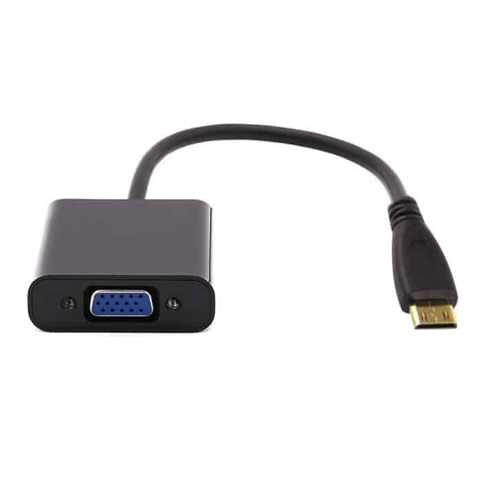 22 cm Full HD 1080P Mini HDMI-Stecker auf VGA-Buchse Videoadapterkabel mit Audiokabel (schwarz) – Bild 2