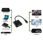 22 cm Full HD 1080P Mini HDMI-Stecker auf VGA-Buchse Videoadapterkabel mit Audiokabel (schwarz) – Bild 4