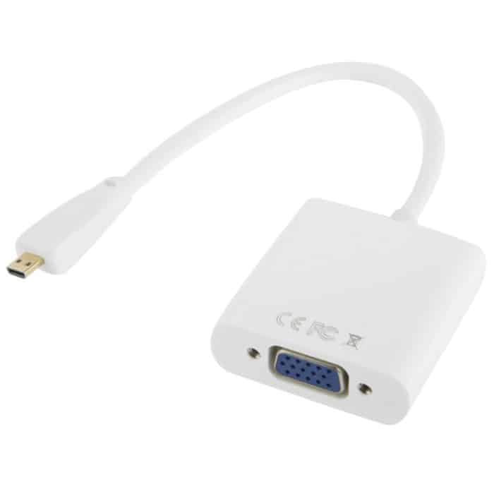 22 cm Full HD 1080P Micro HDMI-Stecker auf VGA-Buchse Videoadapterkabel mit Audiokabel (weiß) – Bild 3