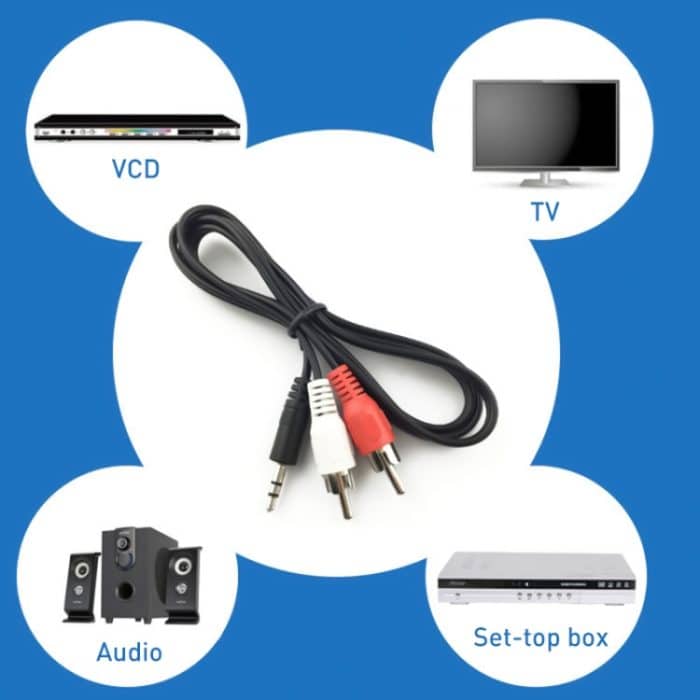 Gute Qualität Buchse 3,5 mm Stereo-RCA-Stecker-Audiokabel, Länge: 3 m – Bild 5