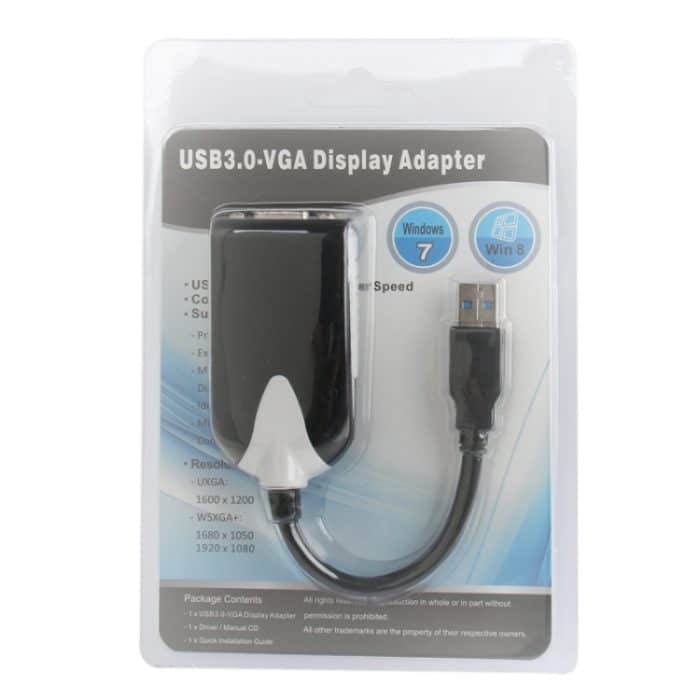 USB 3.0 zu VGA Display Adapter, Auflösung: 1920 x 1080 (Schwarz) – Bild 4
