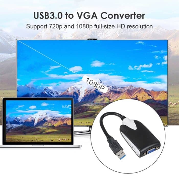 USB 3.0 zu VGA Display Adapter, Auflösung: 1920 x 1080 (Schwarz) – Bild 5