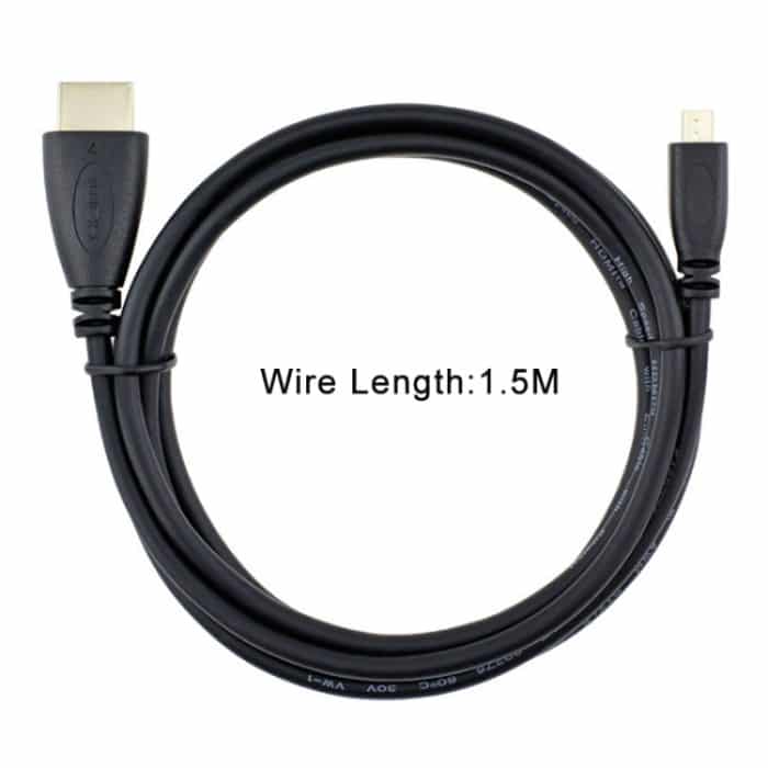 1,5 m Micro HDMI zu HDMI 19-poliges Kabel, Version 1.4 (schwarz) – Bild 3