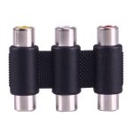 Buchse zu Buchse AV 3 Cinch-Audio-Video-Koppler-Adapter (schwarz) – Bild 2