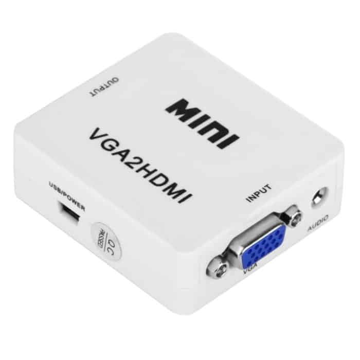 HD 1080P HDMI Mini VGA zu HDMI Scaler Box Audio Video Digital Konverter (Weiß) – Bild 2
