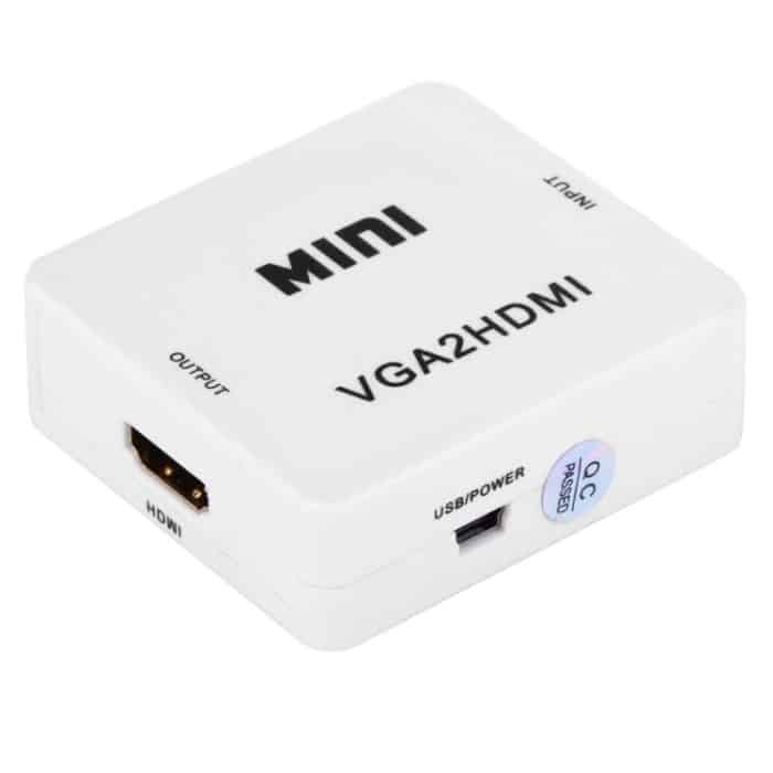 HD 1080P HDMI Mini VGA zu HDMI Scaler Box Audio Video Digital Konverter (Weiß) – Bild 3