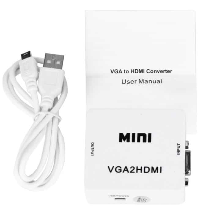 HD 1080P HDMI Mini VGA zu HDMI Scaler Box Audio Video Digital Konverter (Weiß) – Bild 5