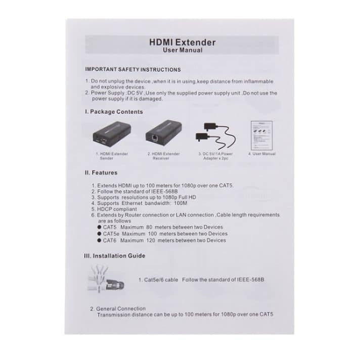 HDMI-Extender über ein einzelnes UTP CAT5e / 6-Kabel, Übertragungsentfernung: 100 m – Bild 7