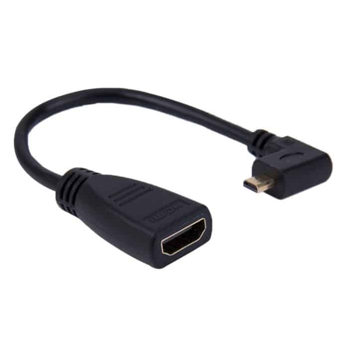 17 cm 90-Grad-Micro-HDMI-Kabeladapter von rechts nach HDMI-Buchse (schwarz) – Bild 1