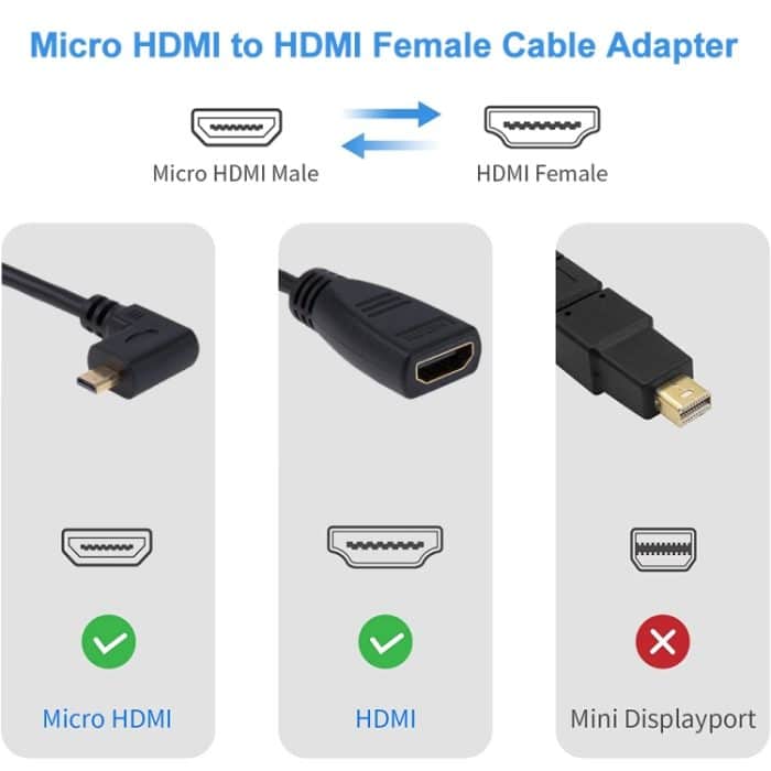 17 cm 90-Grad-Micro-HDMI-Kabeladapter von rechts nach HDMI-Buchse (schwarz) – Bild 4