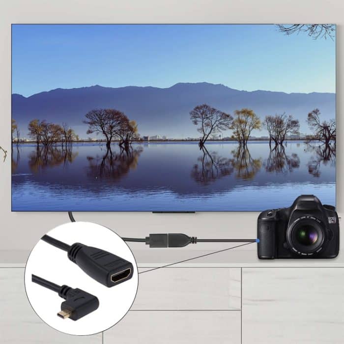 17 cm 90-Grad-Micro-HDMI-Kabeladapter von rechts nach HDMI-Buchse (schwarz) – Bild 7