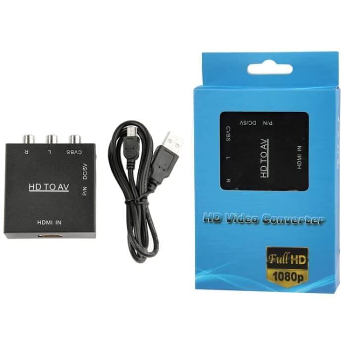 HDV-M610 Mini-Größe Full HD 1080P HDMI-zu-AV / CVBS-Videokonverter-Adapter (schwarz) – Bild 4