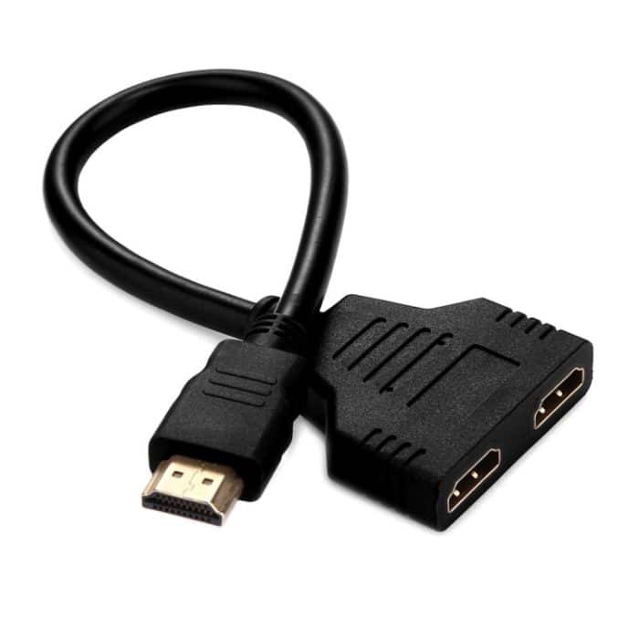 S-PC-2427.jpg 30cm 1080P HDMI-Anschluss-Stecker auf 2 weiblich 1 in 2-Teiler-Kabel-Adapter-Konverter – Bild 1