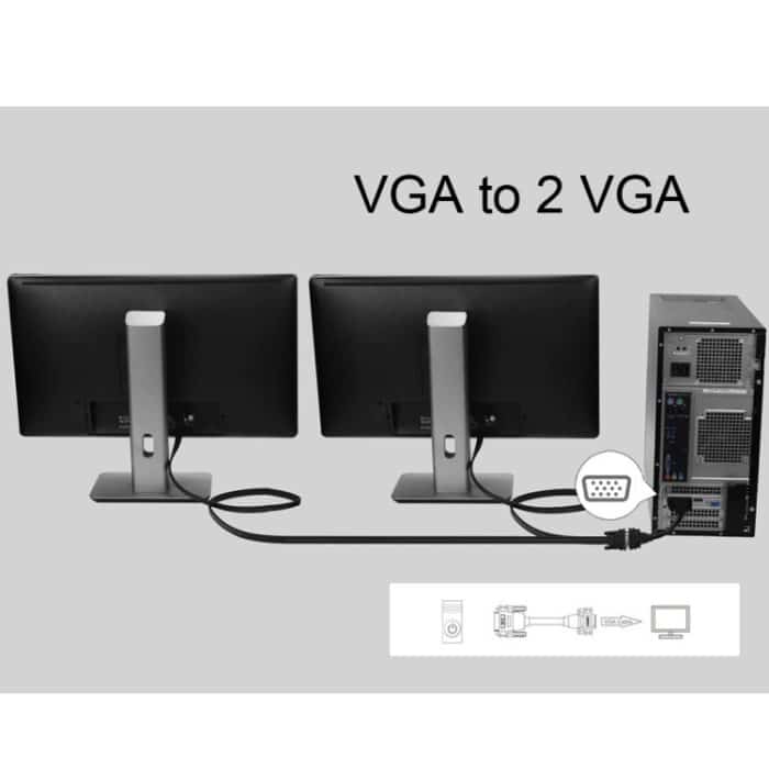 30 cm langes VGA-Stecker auf 2 VGA-Buchsen-Splitterkabel, VGA Male – Bild 5