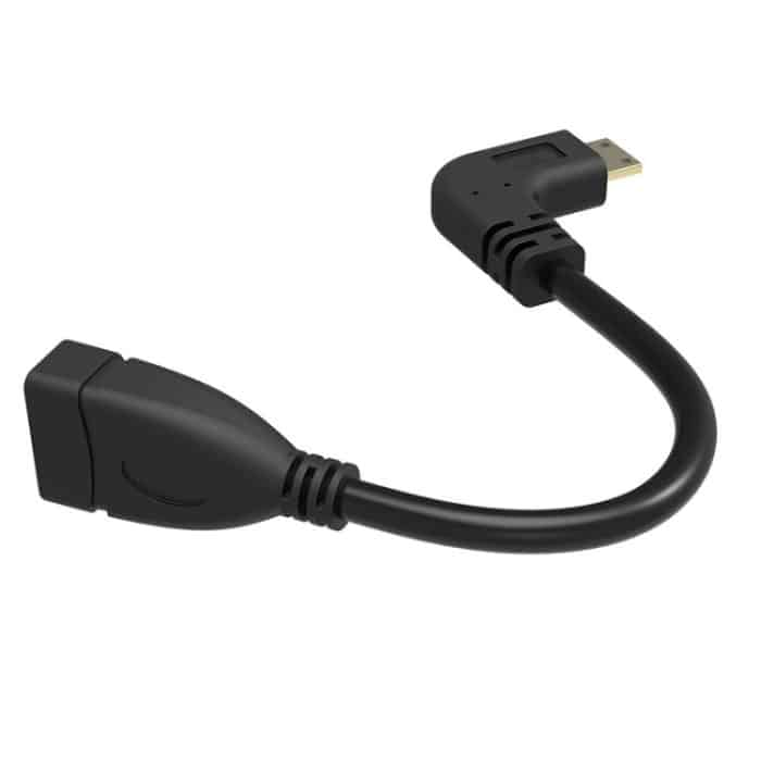 16 cm vergoldetes Mini-HDMI-Stecker-zu-HDMI-19-poliges Buchsenkabel, 90 Grad rechtwinklig – Bild 2