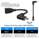 16 cm vergoldetes Mini-HDMI-Stecker-zu-HDMI-19-poliges Buchsenkabel, 90 Grad rechtwinklig – Bild 4