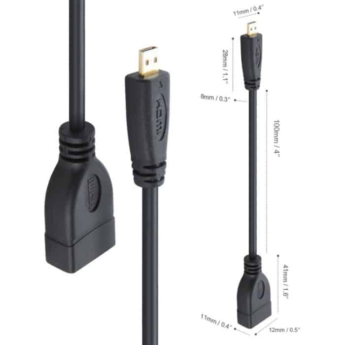 17 cm Micro-HDMI-Stecker auf HDMI-Buchse Adapterkabel – Bild 3
