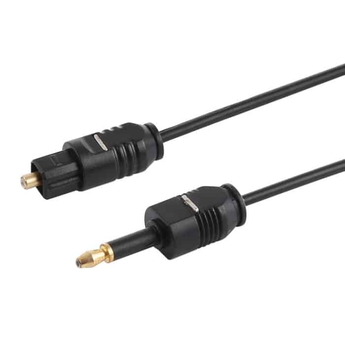 TOSLink-Stecker auf 3,5-mm-Stecker Digitales optisches Audiokabel, Länge: 0,8 m, Außendurchmesser: 2,2 mm (schwarz) – Bild 1