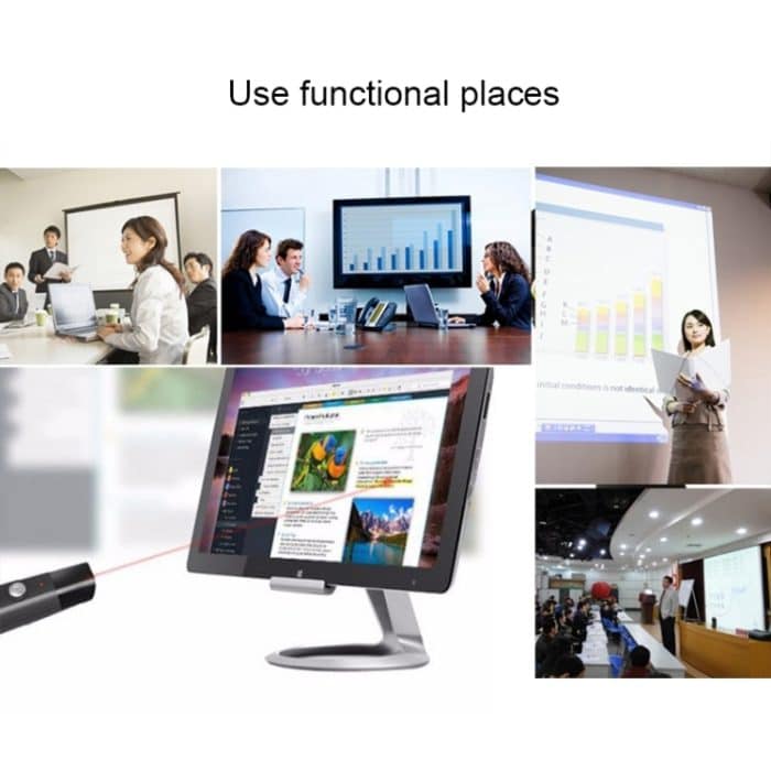 PP-1000 Multimedia-Präsentation Remote PowerPoint Clicker 2,4-GHz-HF-Laserpointer mit USB-Empfänger (schwarz) – Bild 6