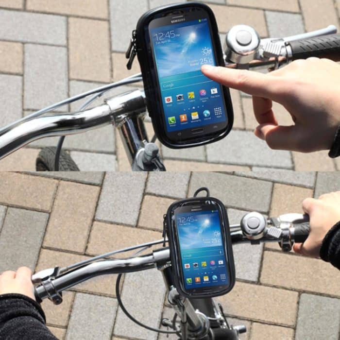 Halter für Fahrradlenker Wasserdicht / Sanddicht / Schneesicher / Schmutzfeste Reißverschlusstasche, geeignet für Galaxy Note III / N9000 und Mega 6.3 / i9200 (Schwarz) – Bild 3