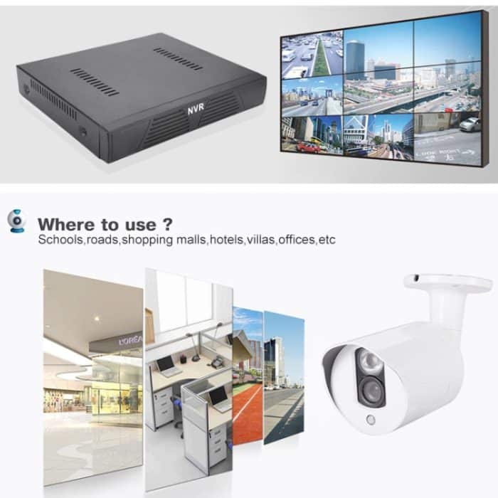 N4B3M 4-Kanal 720P P2P ONVIF 1,0 Megapixel IP-Kamera NVR-Kit, unterstützt Nachtsicht / Bewegungserkennung, IR-Entfernung: 20 m – Bild 9