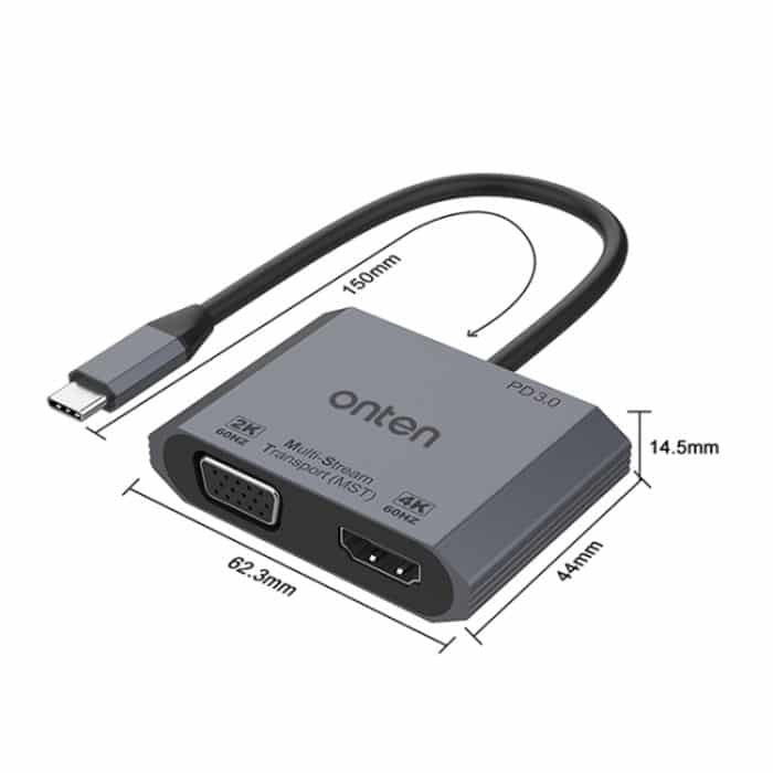 Onten M205 3-in-1-Typ-C-zu-HDMI+VGA+PD-Schnelllade-Videokonverter, M205 – Bild 4