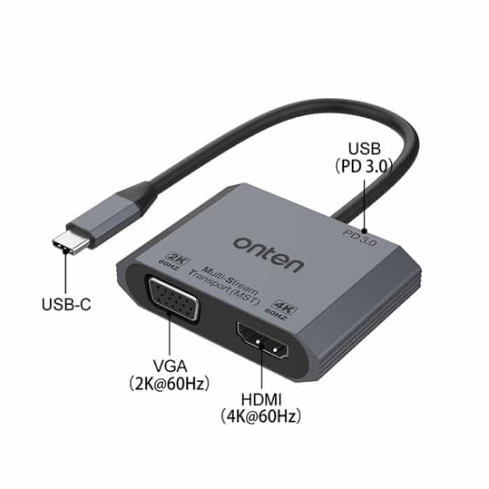 Onten M205 3-in-1-Typ-C-zu-HDMI+VGA+PD-Schnelllade-Videokonverter, M205 – Bild 5