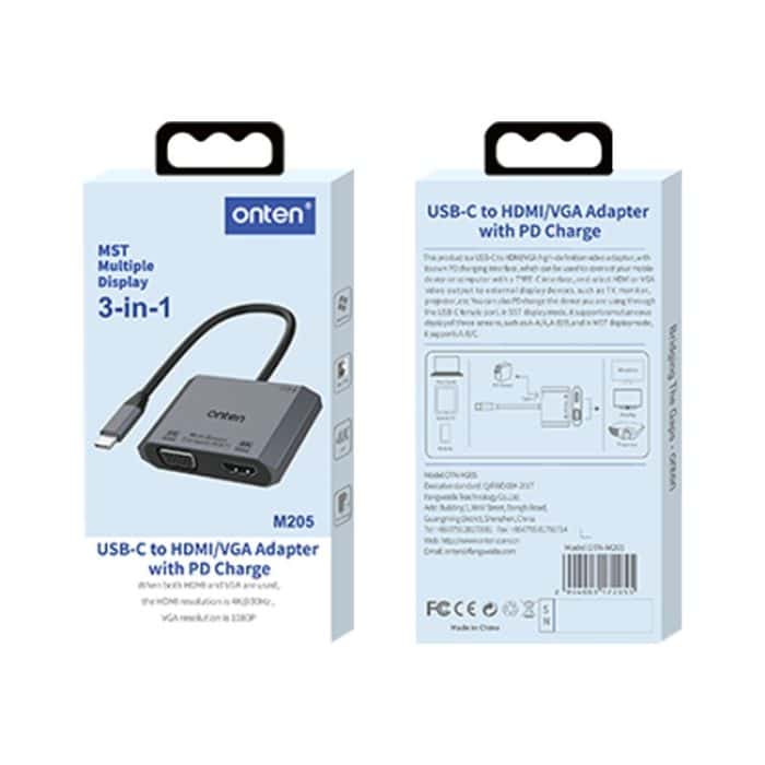 Onten M205 3-in-1-Typ-C-zu-HDMI+VGA+PD-Schnelllade-Videokonverter, M205 – Bild 6