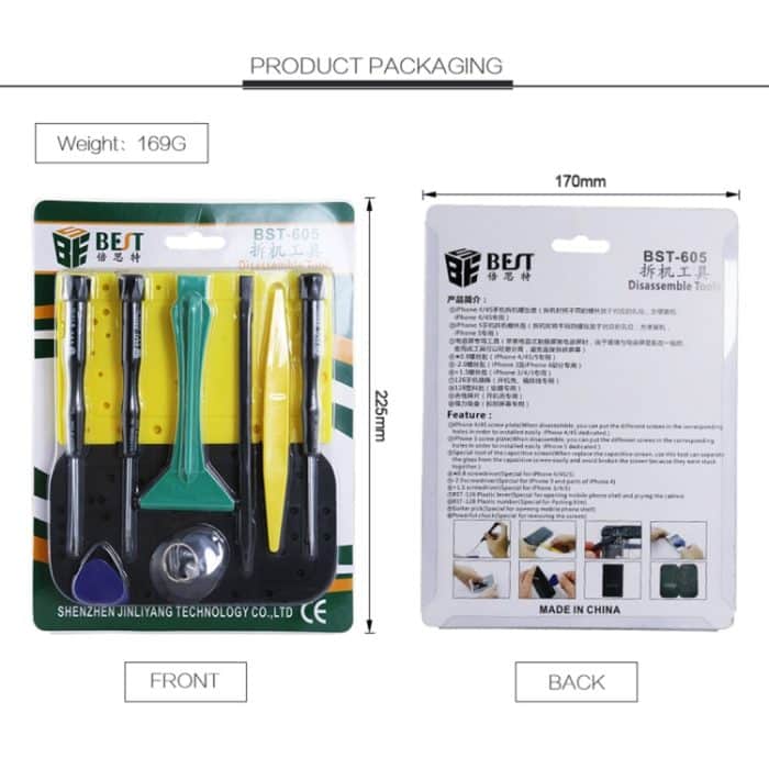 10 in 1 BEST BST-605 Tool Kit Öffnungswerkzeuge für iPhone 3/4 / 4S / 5 zerlegen – Bild 7