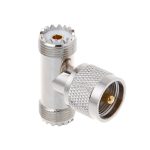 T-förmiger UHF-Stecker PL259 bis 2 UHF-Buchse Adapter