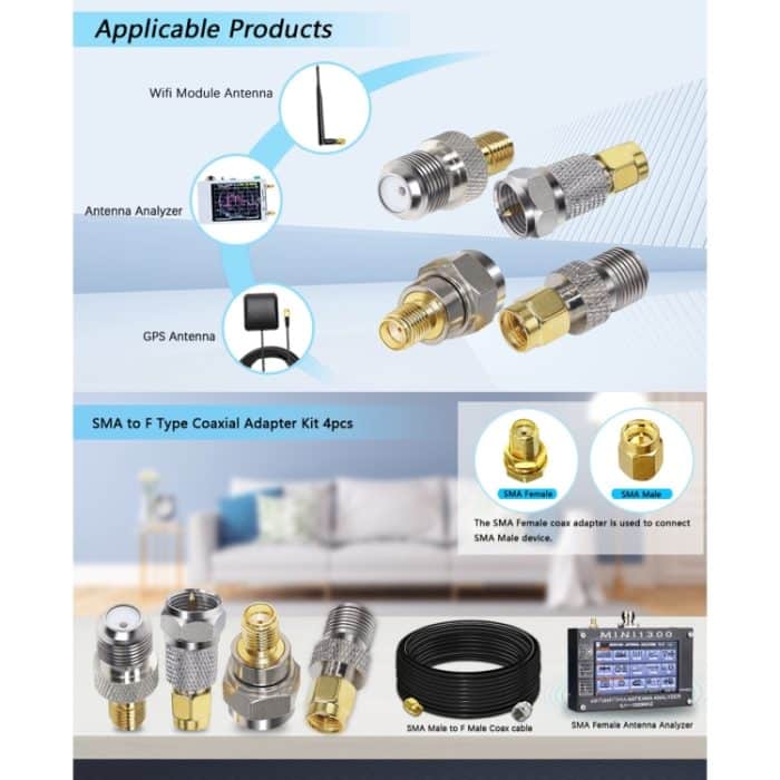 4-in-1-F-zu-SMA-HF-Koaxialstecker-Adapter – Bild 7