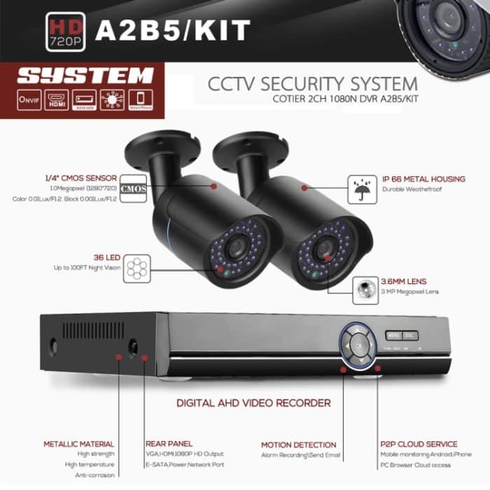 A4B5 4-Kanal 720P 1,0 Megapixel 4 x Bullet AHD-Kameras AHD DVR-Kit, unterstützt Nachtsicht/Bewegungserkennung, IR-Entfernung: 20 m, A4B5 Kit – Bild 11