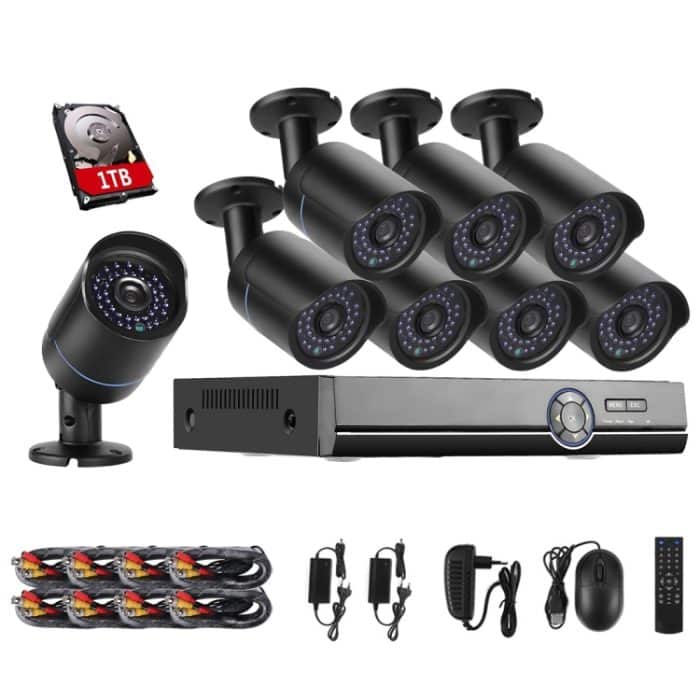 A8B5 8 Kanäle 720P 1,0 Megapixel 8 x Bullet IP-Kameras AHD DVR Kit mit 1 TB Festplatte, unterstützt Nachtsicht/Bewegungserkennung, IR-Entfernung: 20 m, A8B5 Kit – Bild 1
