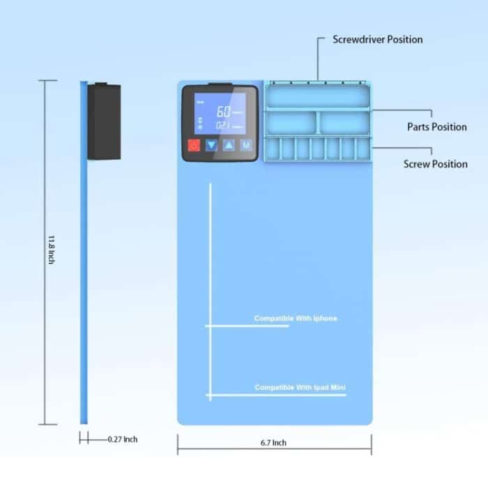 CPB CP300 LCD-Bildschirm Heizkissen Sicheres Reparaturwerkzeug, EU-Stecker – Bild 7
