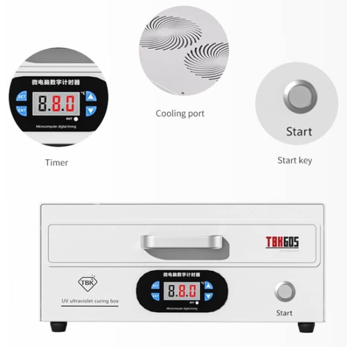 TBK 605 100 W Mini-UV-Härtungslampenbox, 48 LEDs, Bildschirm mit gebogener Oberfläche, UV-Härtungsbox, UK Plug, US Plug, AU Plug, EU Plug – Bild 5