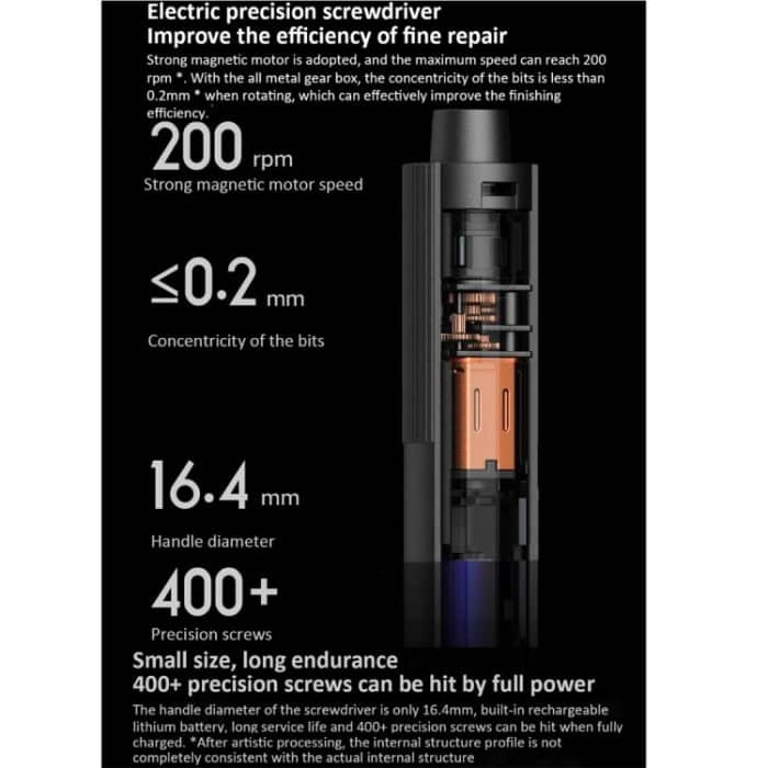 25 in 1 Original Xiaomi Mijia Elektro-Präzisionsschraubendreher-Kit Wiederaufladbares magnetisches Aluminiumgehäuse – Bild 5