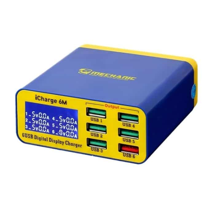 SPT0469.jpg Mechaniker ICharge 6M QC 3.0 USB Smart Ladegerät Unterstützung Die Befestigung mit LCD, EU-Stecker – Bild 1