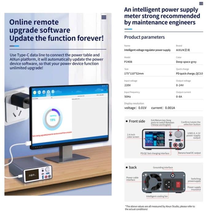 AIXUN P2408 Intelligentes Spannungsregler-Netzteil, EU-Stecker, P2408 EU Plug, P2408 US Plug – Bild 6