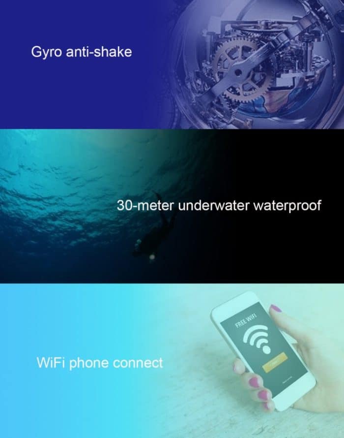 C1 Dual-Screen 2,0 Zoll + 1,3 Zoll Bildschirm Anti-Shake 4K WiFi Sport Action Kamera Camcorder mit wasserdichtem Gehäuse, Allwinner V316, 170 Grad Weitwinkel – Bild 9