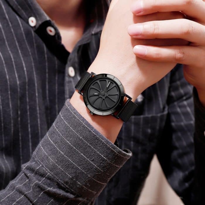 SKMEI 9204 Fashion Skeleton Rotierendes Zifferblatt Wasserdicht Business Mesh Gürtel Quarzuhr Herrenuhr – Bild 7