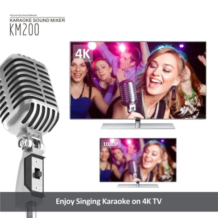 KM200 tragbares digitales Stereo-Audio-Echo-System-Gerät HDMI-Karaoke-Mischverstärker 4K / 2K-TV-PC-Heimkino – Bild 5