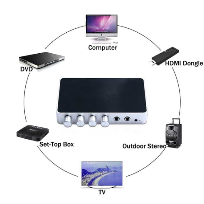 KM200 tragbares digitales Stereo-Audio-Echo-System-Gerät HDMI-Karaoke-Mischverstärker 4K / 2K-TV-PC-Heimkino – Bild 8