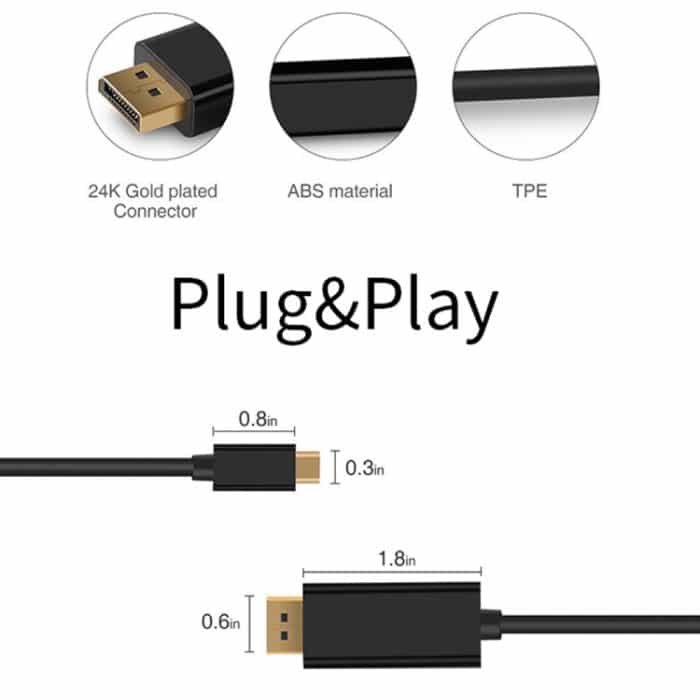 4K 60Hz Typ C zu DP DisplayPort DP-Adapterkabel anschließen, Kabellänge: 1,8 m – Bild 8