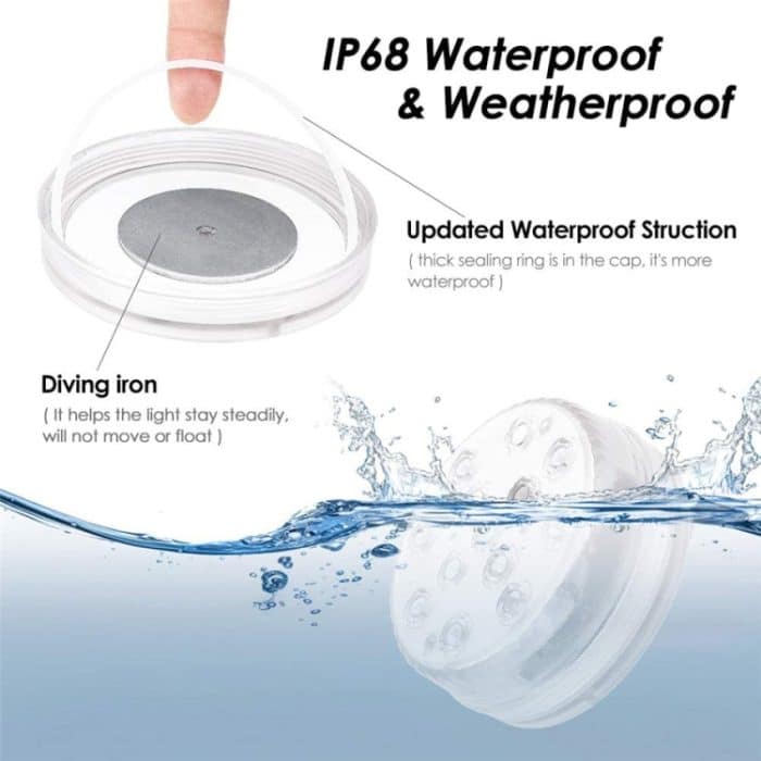 16 Farben 13 LEDs Unterwasserlicht Schwimmbad Tauchlicht Dimmbarer Saugnapf Unterwasserlampe – Bild 5